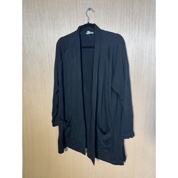 Eileen Fisher Sweaters - Eileen Fisher Black Tencel Organic Cotton Open Front Cardigan Medium F18FYW